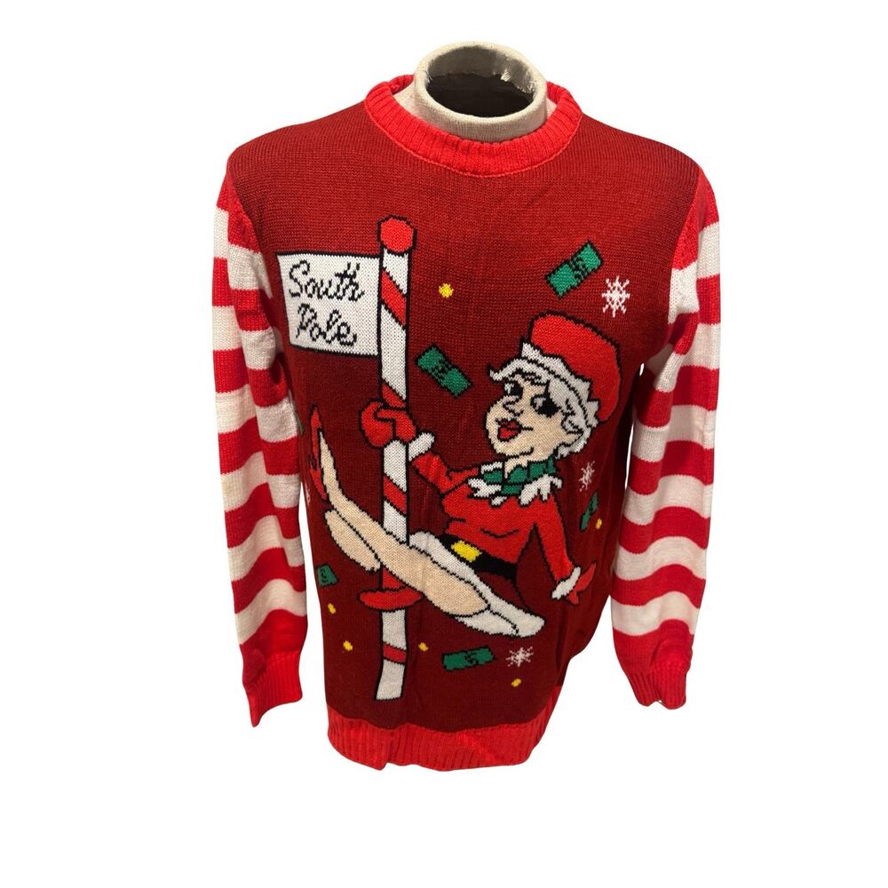 Funziez Silver Lilly Ugly Christmas Sweater South Pole Mrs Claus Medium Funny